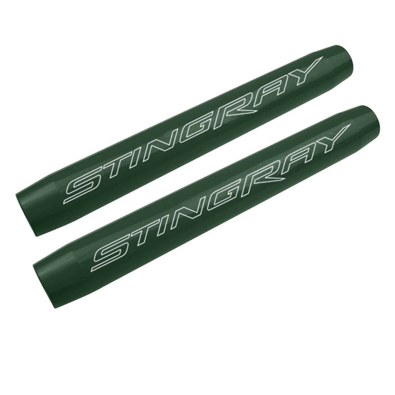 C7 Hood Shock Covers - Stingray Signature - Rain Forest Green