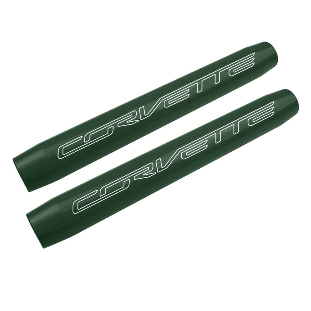 C7 Hood Shock Covers - Corvette Signature - Rain Forest Green