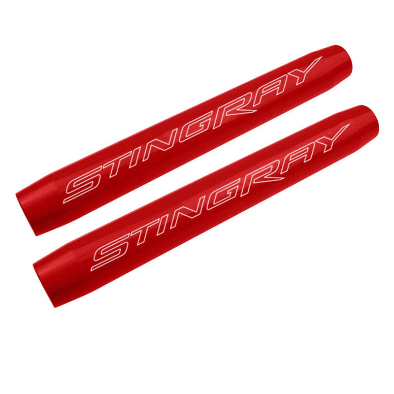 C7 Hood Shock Covers - Stingray Signature - Torch Red