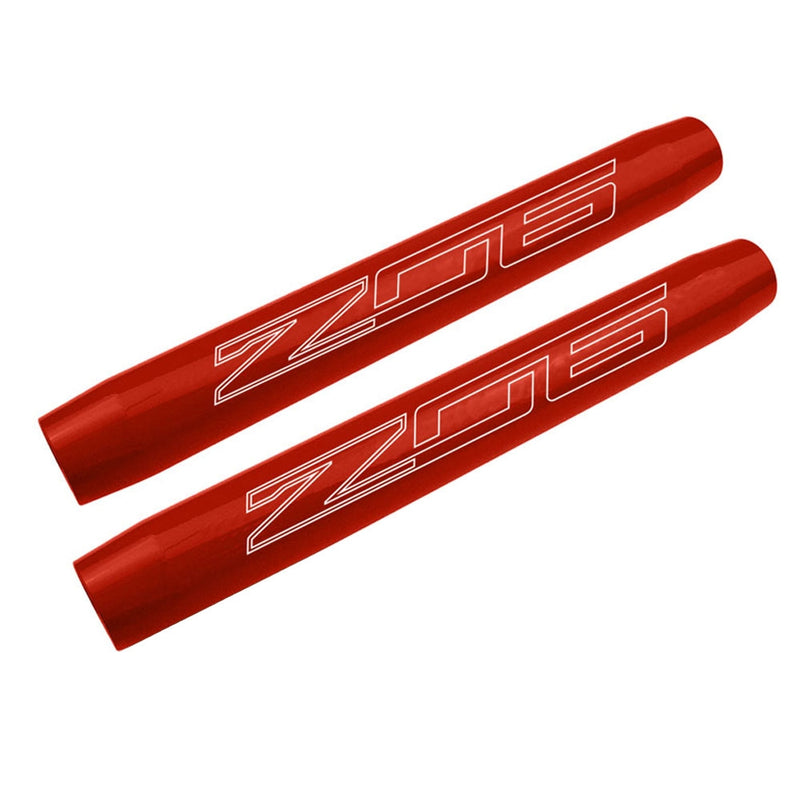 C7 Hood Shock Covers - Z06 Logo - Long Beach Red