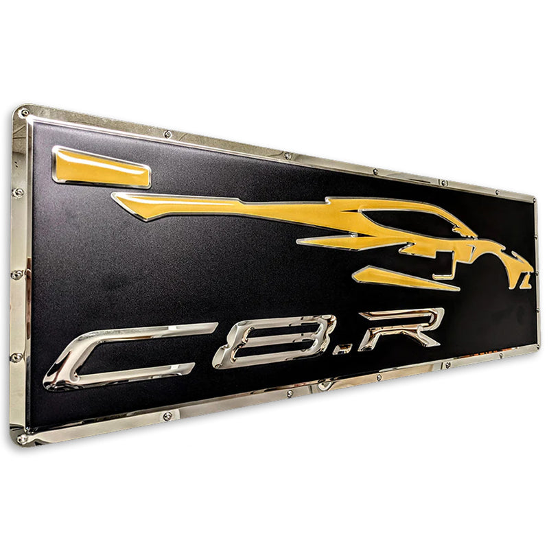 Corvette C8.R Gesture Metal Sign - 3/4 View