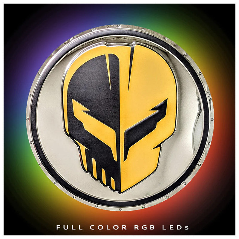 Corvette Racing Jake Logo Metal Sign - with LED lights on in the dark