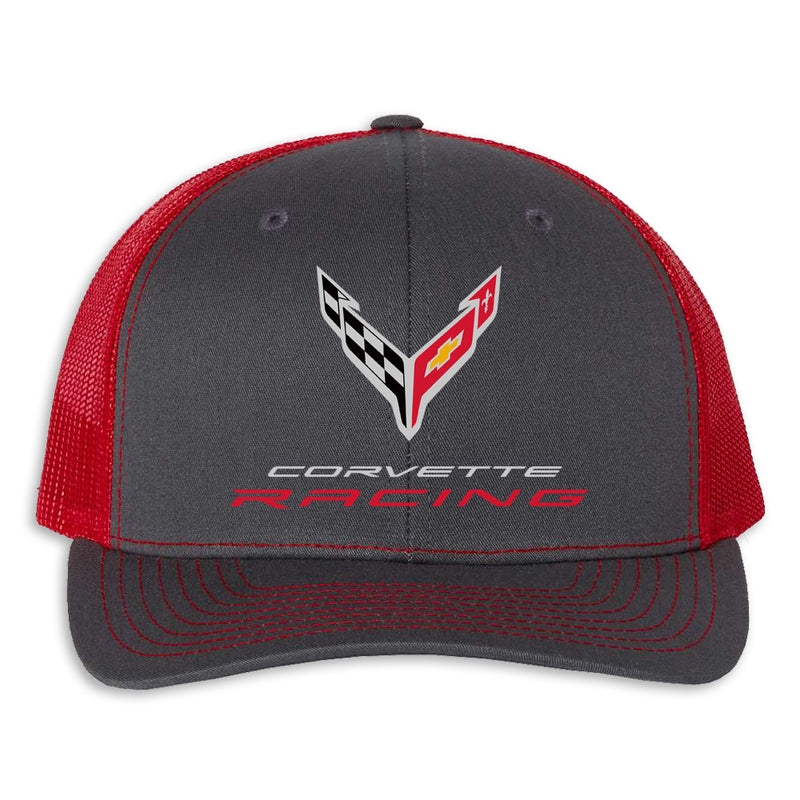 Corvette Racing Mesh Back Cap | Charcoal/Red - Front