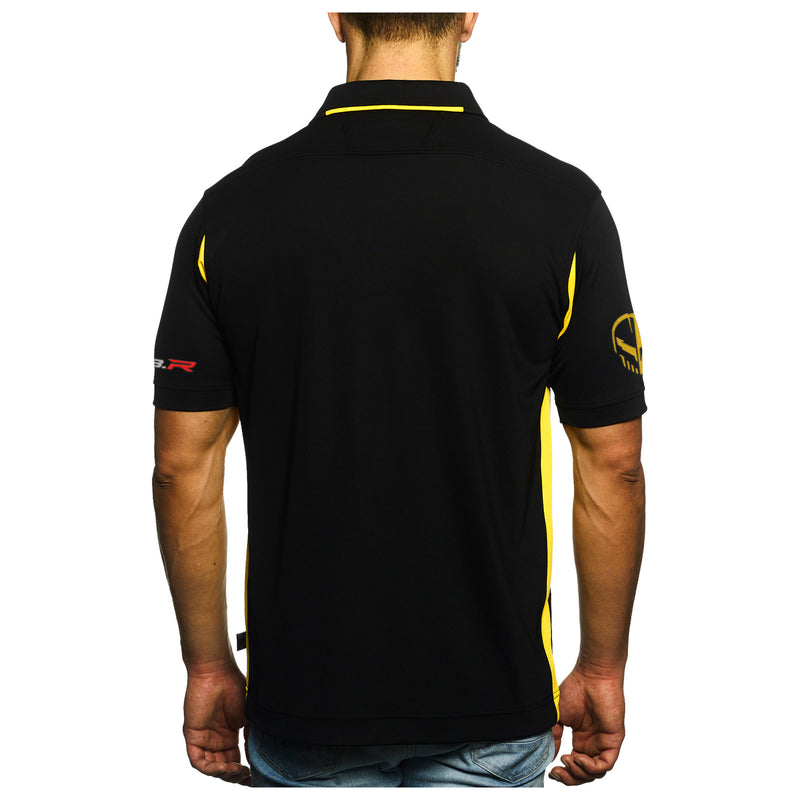 Corvette Racing Two-Tone Polo | Black/Yellow - On Figure Back