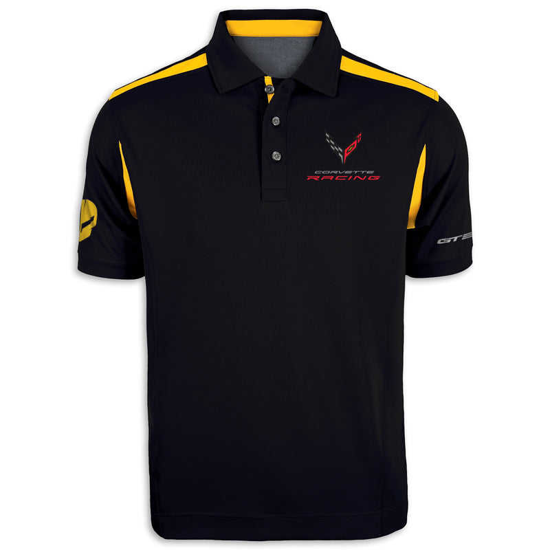 Corvette Racing Two-Tone Polo | Black/Yellow - Front