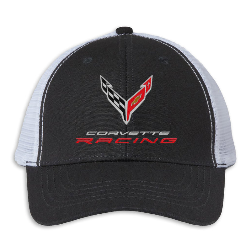 Modern Trucker Ponytail Cap | Black/White - Front