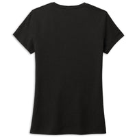 A black short-sleeve crewneck t-shirt shown from the back, photographed flat against a solid white background.