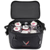 Soft Sided Waterproof 6-Can Cooler - Open with Ice and cans inside
