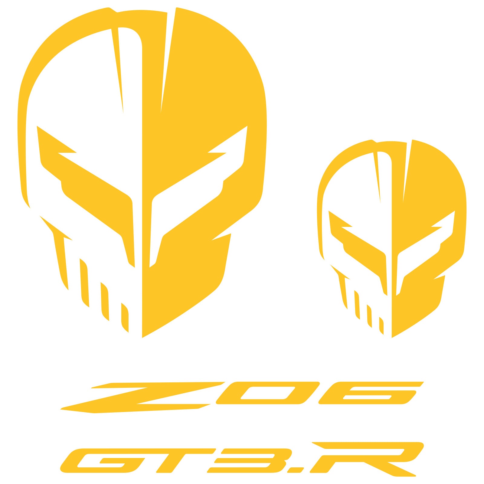 Yellow Corvette Racing automotive vinyl decals featuring: Jake Skull, Z06 and GT3.R logos