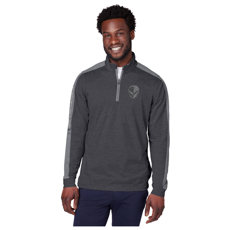 Puma Quarter-Zip | Black Heather/Gray - On Figure Front