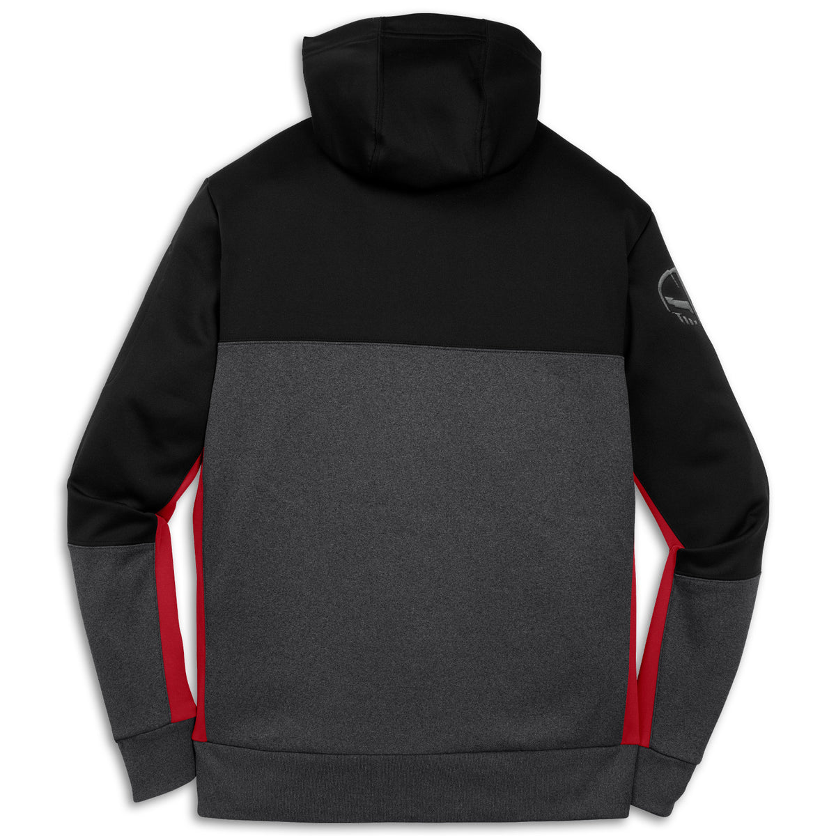 Colorblock Hooded Full Zip Jacket | Black/Graphite/Red - Back