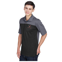 Colorblock Performance Polo | Black/Carbon - On Figure 3/4 View