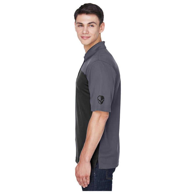 Colorblock Performance Polo | Black/Carbon - On Figure Sleeve