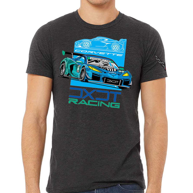 DXDT Racing Tee | Dark Gray Heather - Front
