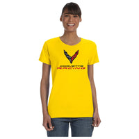 Ladies Corvette Racing Tee | Yellow - On Figure Front