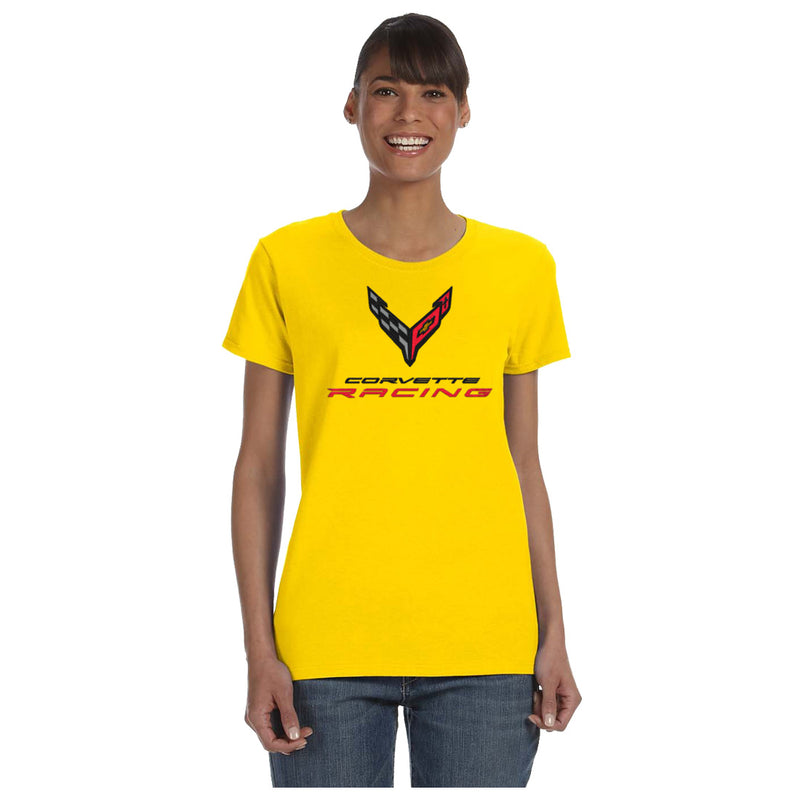 Ladies Corvette Racing Tee | Yellow - On Figure Front