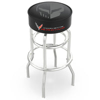 “Jake” Double Ring Chrome Stool