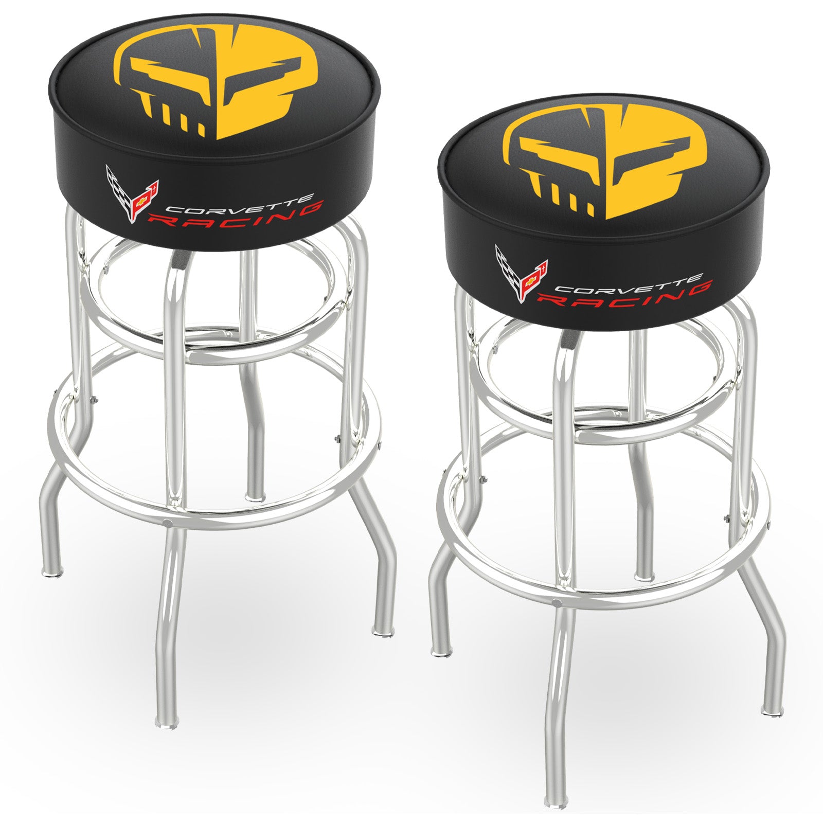 “Jake” Double Ring Chrome Stool