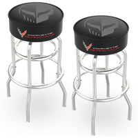 “Jake” Double Ring Chrome Stool