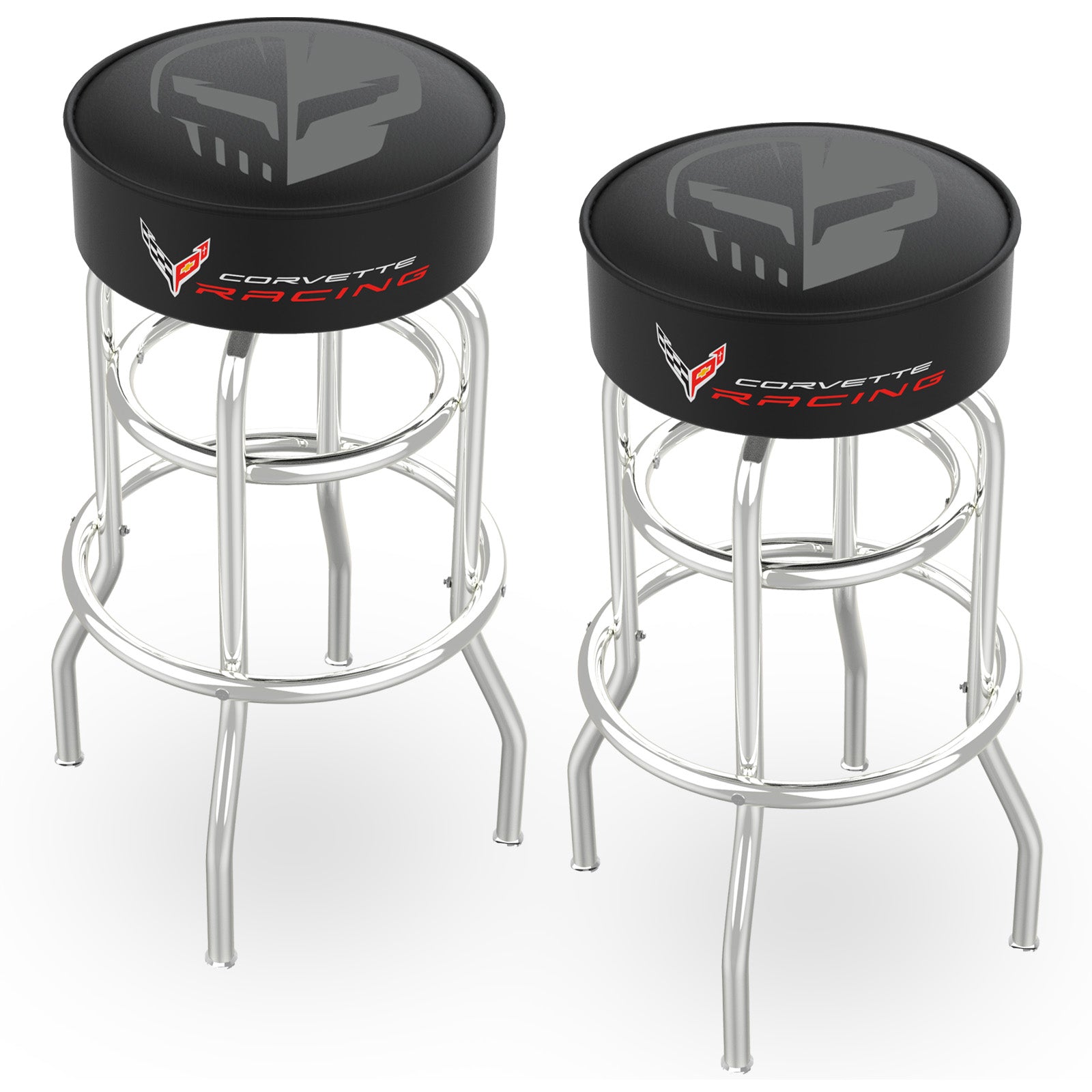 “Jake” Double Ring Chrome Stool