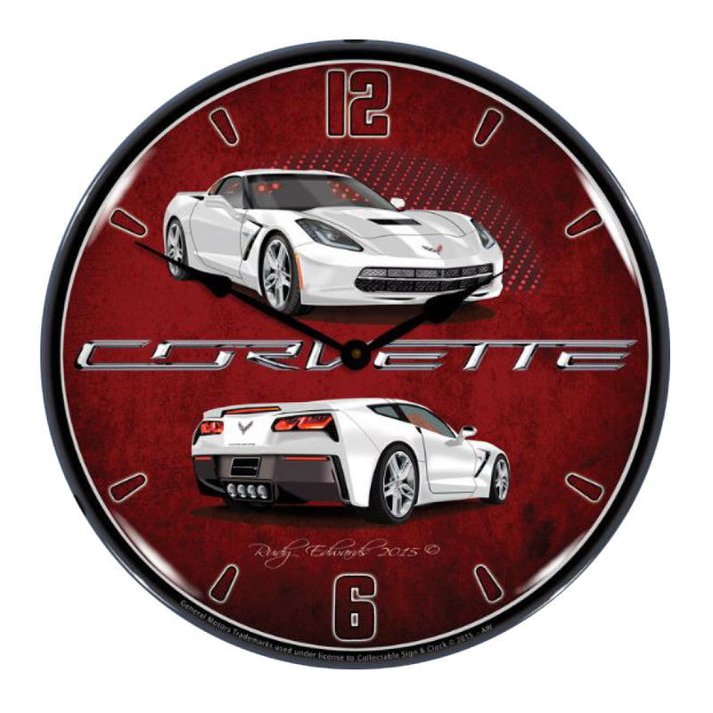 Corvette C7 Stingray | 14" LED Backlit Clock | Arctic White
