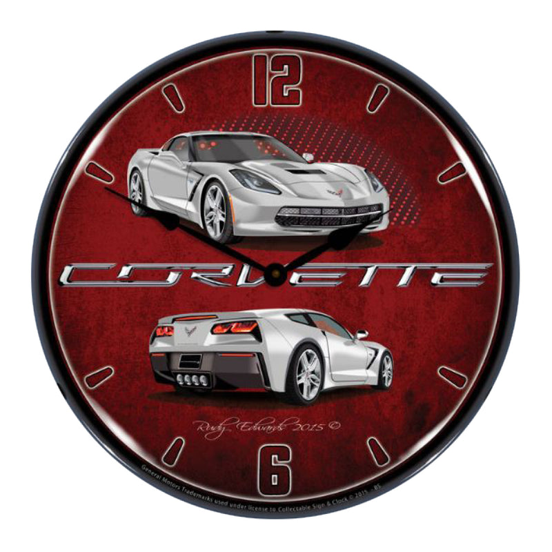 Corvette C7 Stingray | 14" LED Backlit Clock | Blade Silver