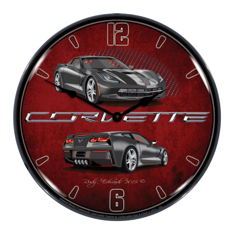 Corvette C7 Stingray | 14" LED Backlit Clock | Cyber Gray