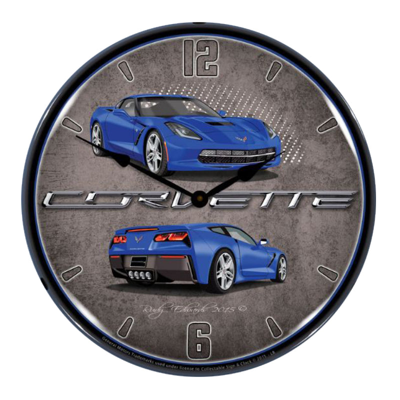 Corvette C7 Stingray | 14" LED Backlit Clock | Laguna Blue