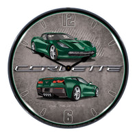 Corvette C7 Stingray | 14" LED Backlit Clock | Lime Rock Green