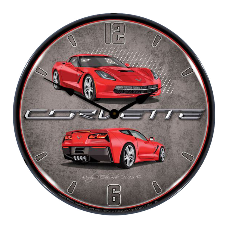 Corvette C7 Stingray | 14" LED Backlit Clock | Torch Red