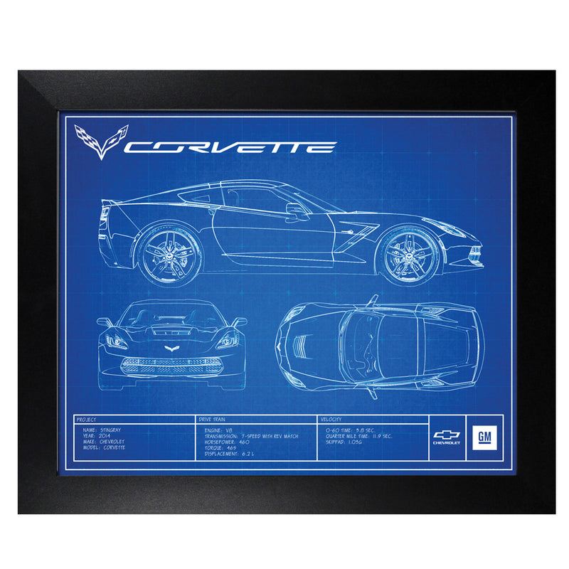 Corvette C7 | Blueprint Framed Artwork