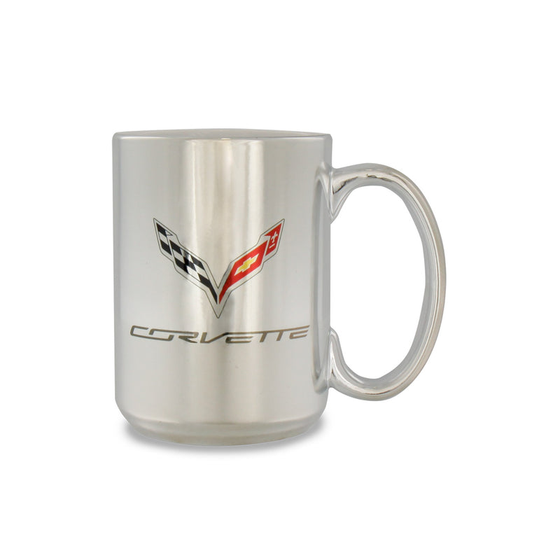 C7 Crossed Flags | Silver Ceramic Mug