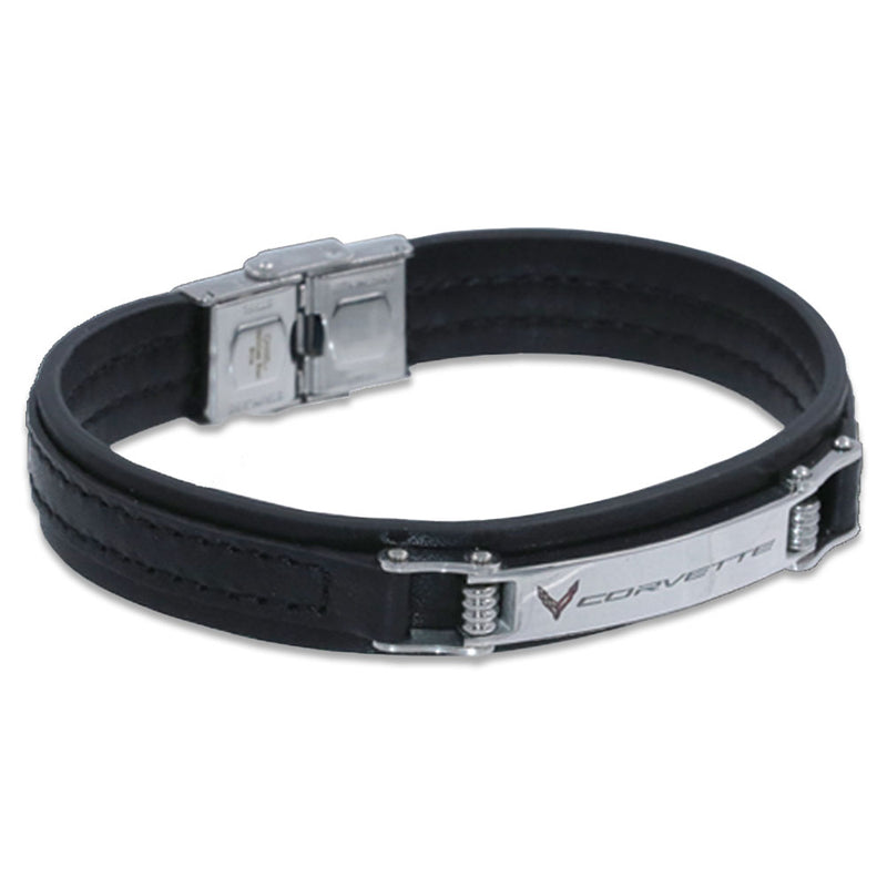 C8 Corvette Crossed Flags | Signature Leather Bracelet
