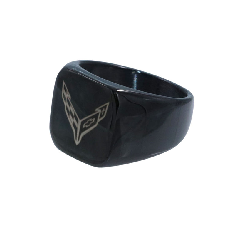 C8 Corvette Black | Stainless Steel Signet Ring