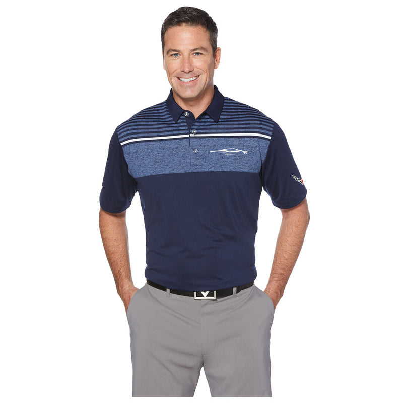 C8 Corvette Callaway® Multi-Striped Polo - Navy - Front