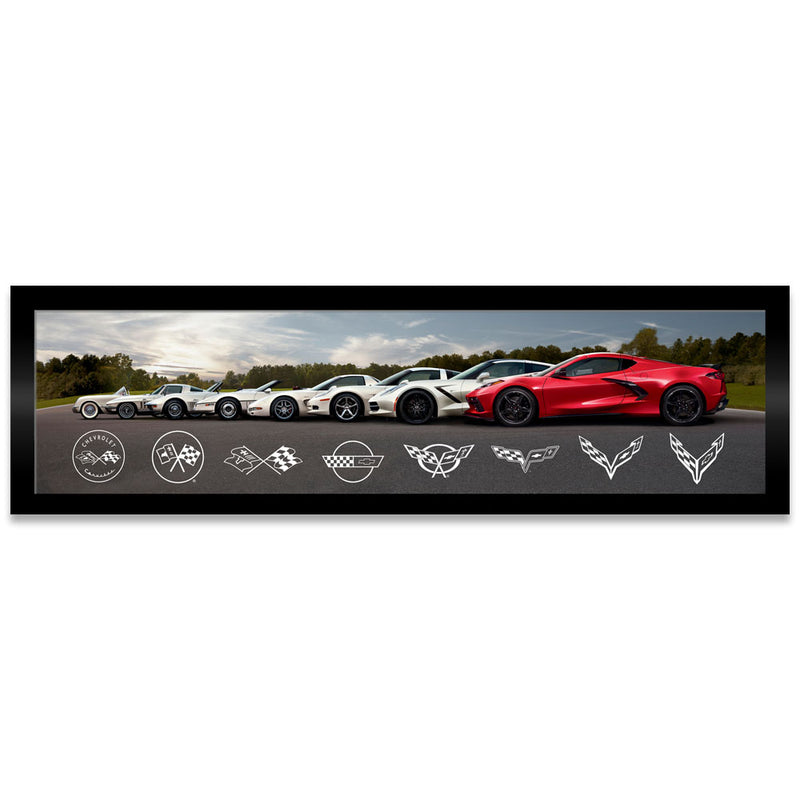 Corvette 8 Generations | Framed Canvas Print
