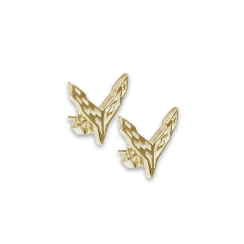 C8 Corvette 14k Yellow Gold | Post Earrings