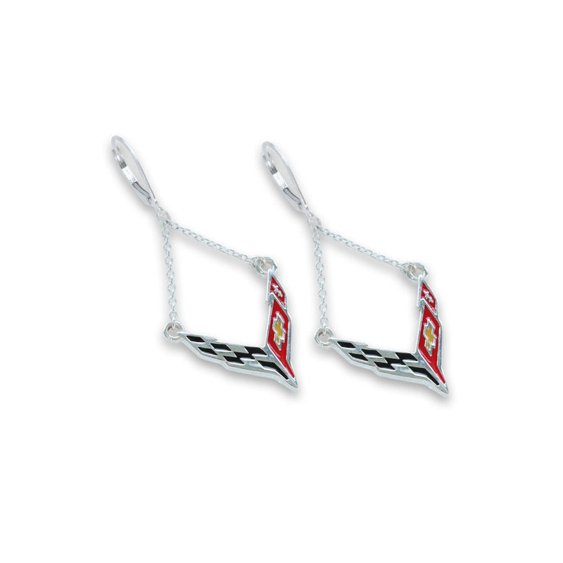 C8 Corvette Sterling Silver | Chain Earrings