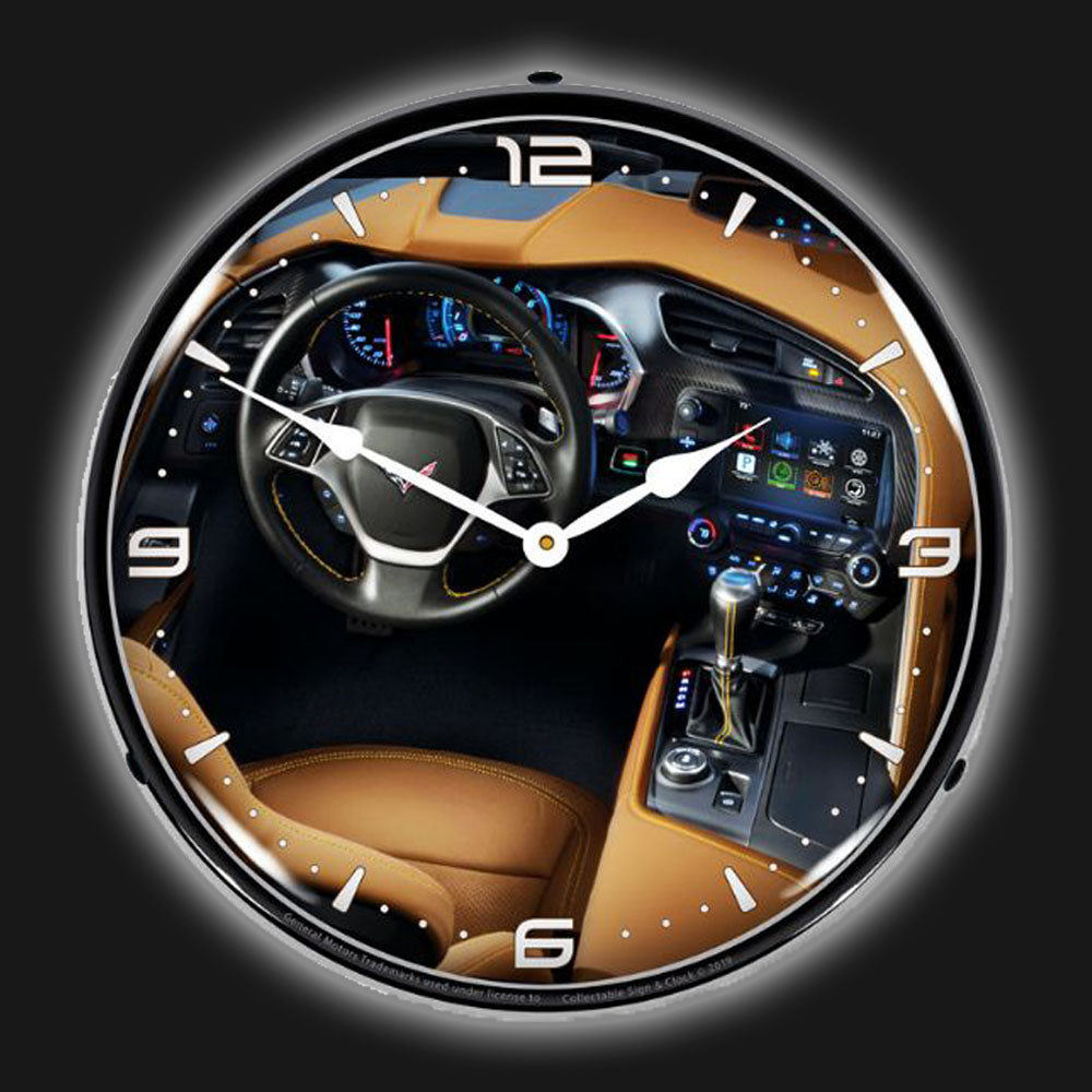 C7 Corvette Dash | LED Clock - in the dark with LED lights on