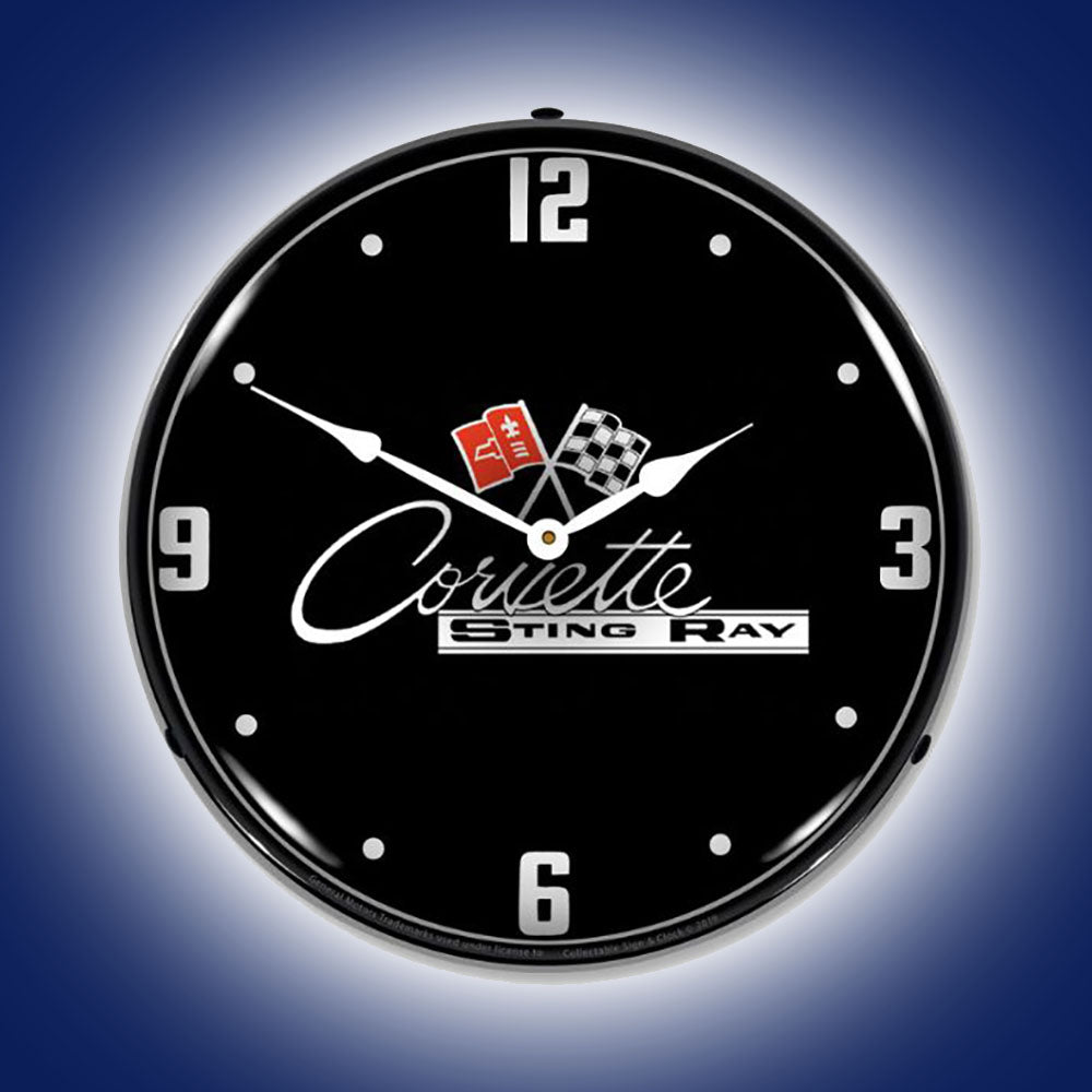 C2 Corvette Sting Ray | LED Clock - with LED Lights on