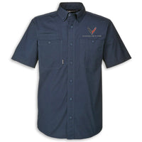 C8 DRI♦DUCK Short Sleeve | Button Down - Deep Blue - Front