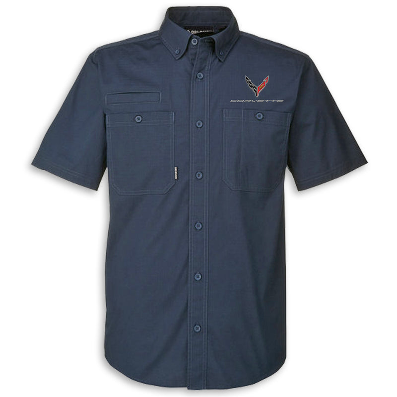 C8 DRI♦DUCK Short Sleeve | Button Down - Deep Blue - Front
