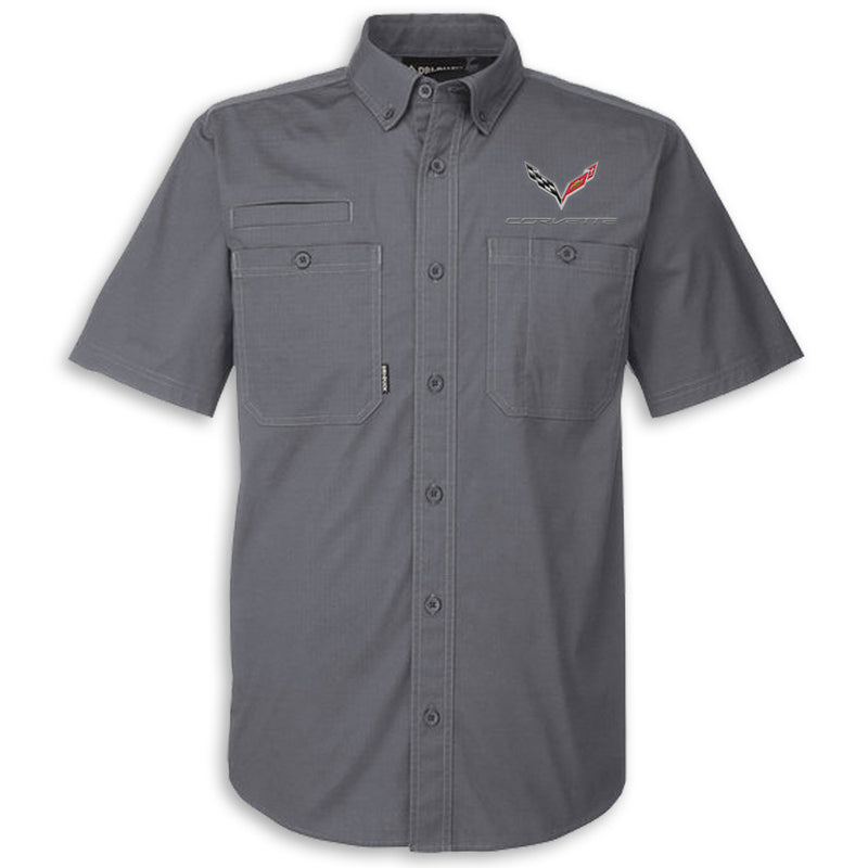 C7 DRI♦DUCK Short Sleeve | Button Down - Gunmetal - Front