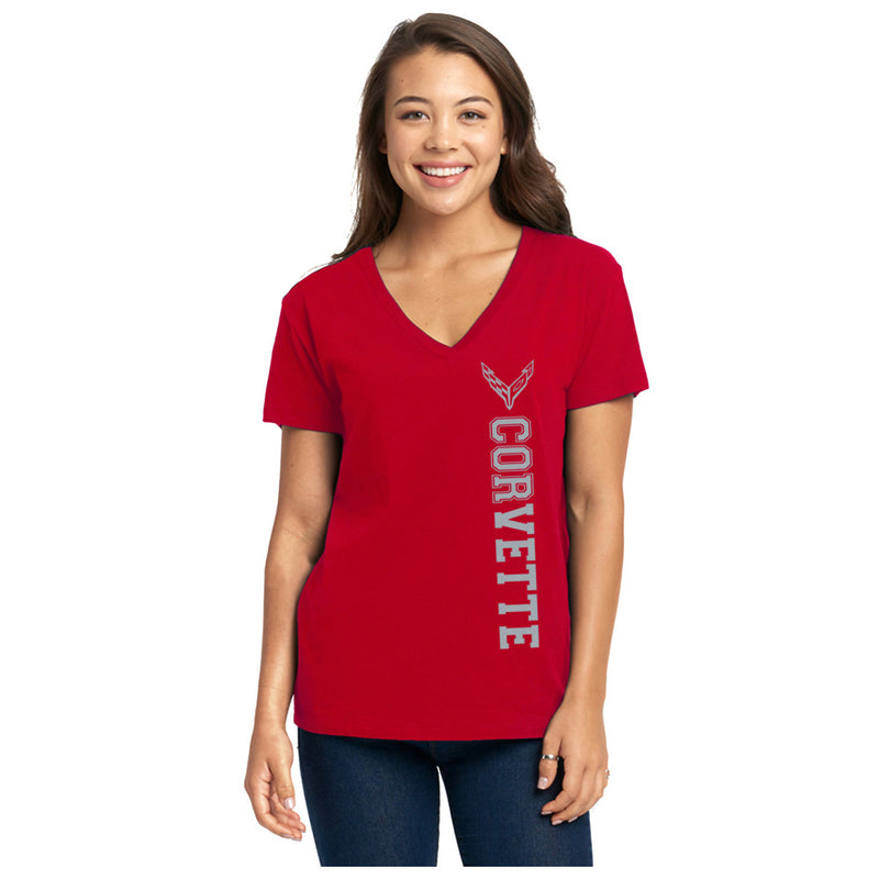 C8 Corvette Vertical | V-Neck Tee - Front
