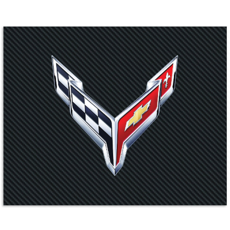 C8 Crossed Flags | Recessed Frame Metal Print - Front