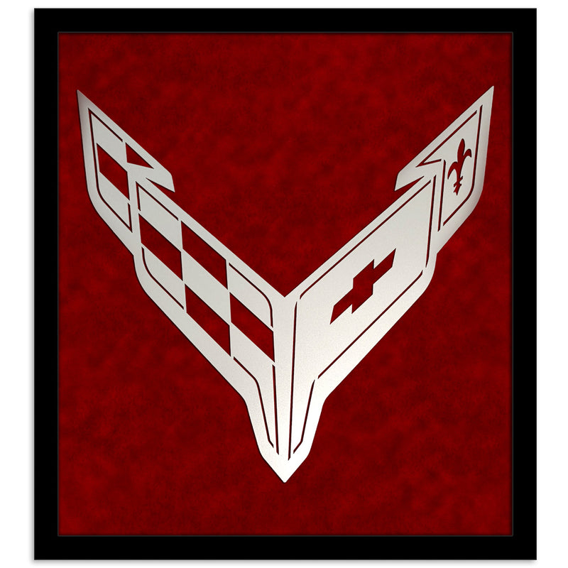 C8 Framed Laser Cut | Crossed Flags - Red
