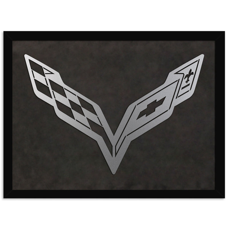 C7 Framed Laser Cut | Crossed Flags - Dark Gray