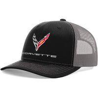 C8 Mesh-Back Cap | Black/Charcoal - 3/4 View
