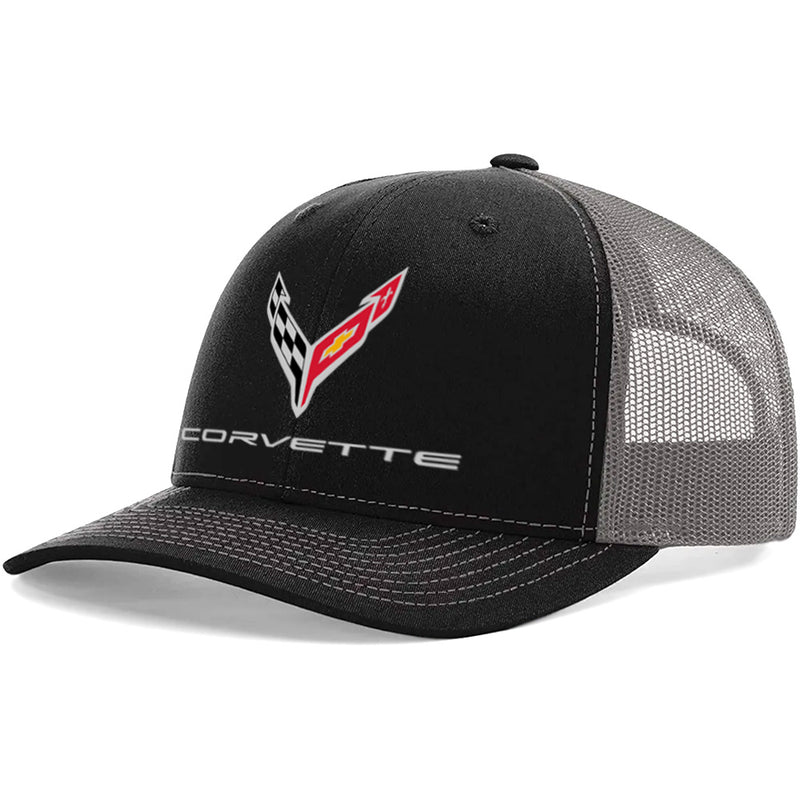 C8 Mesh-Back Cap | Black/Charcoal - 3/4 View