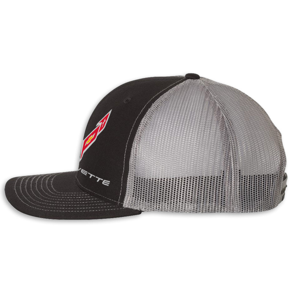 C8 Mesh-Back Cap | Black/Charcoal - Side View